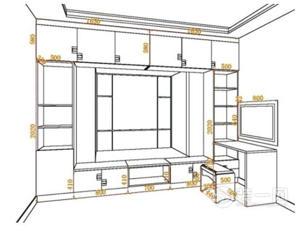 南京装修公司推荐:家居各居室嵌入式柜子尺寸设计参考图